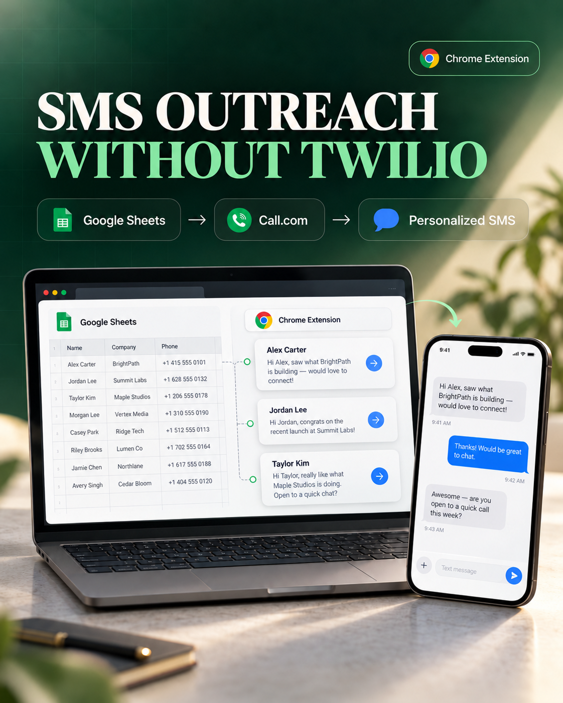Automated SMS Outreach Chrome Extension case study